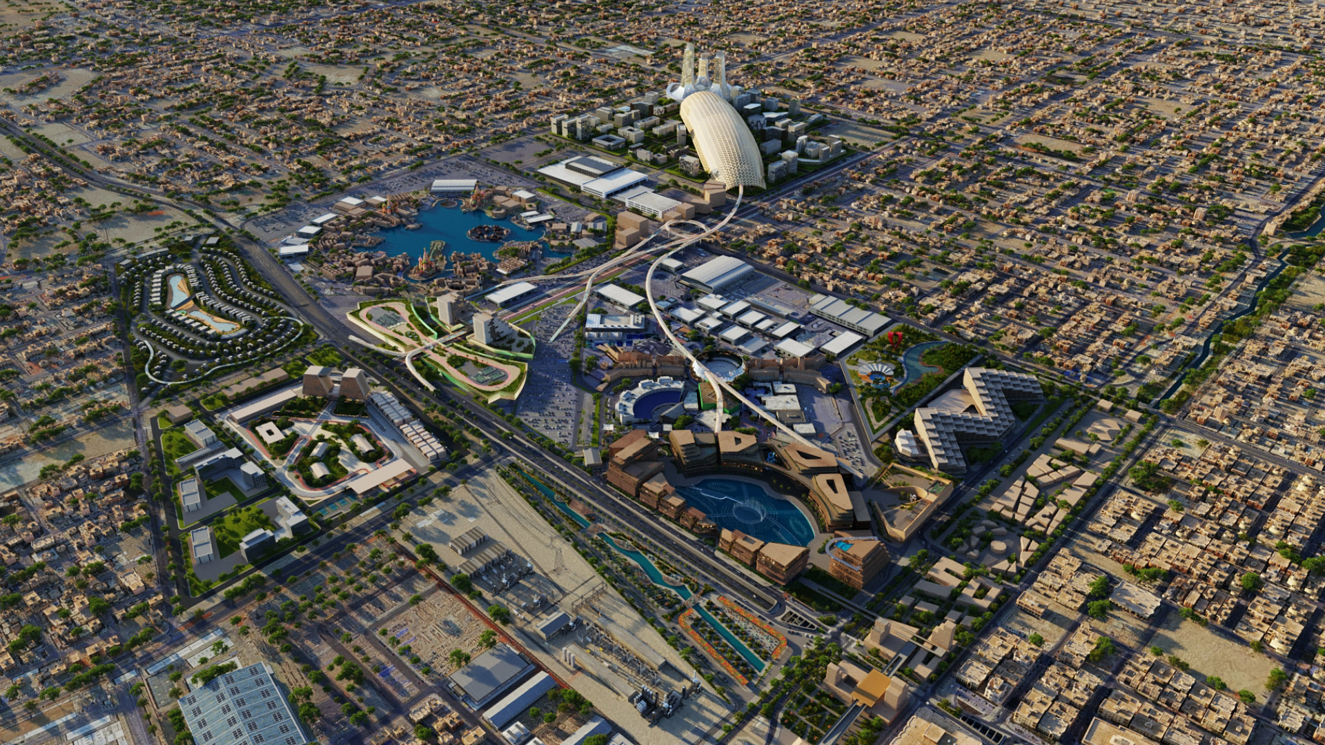 BLVD City Dubai masterplan, aerial visualization